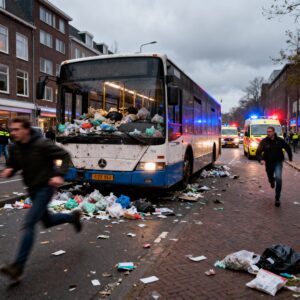 Bus met drugsafval vastgelopen in eindhoven, verdachten voortvluchtig